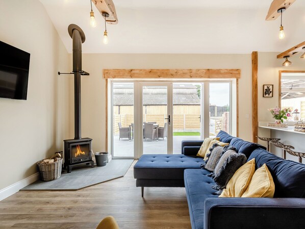 TV, fireplace