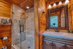 Bathtub, hair dryer, towels, soap