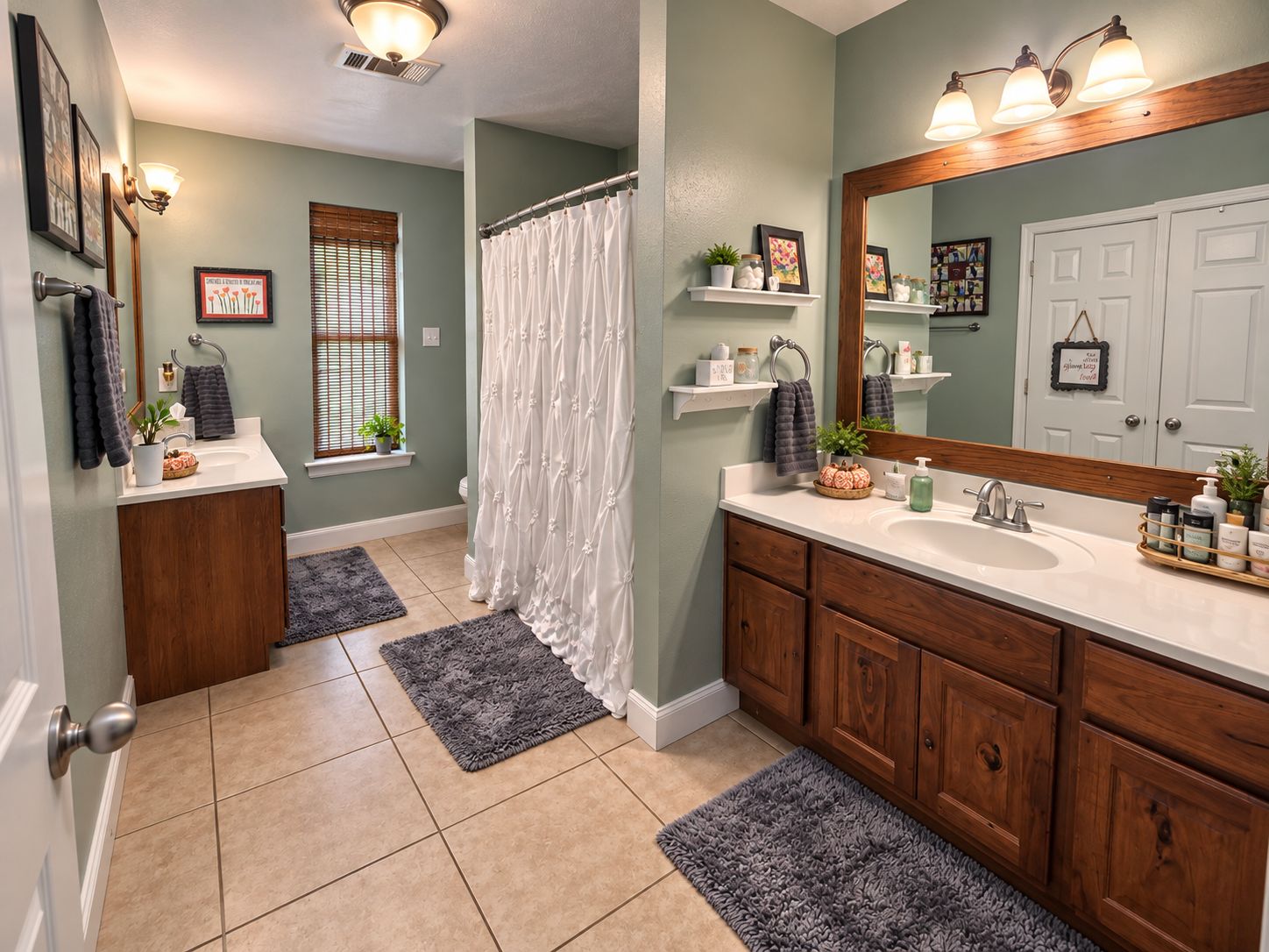 Combined shower/tub, hair dryer, towels, soap