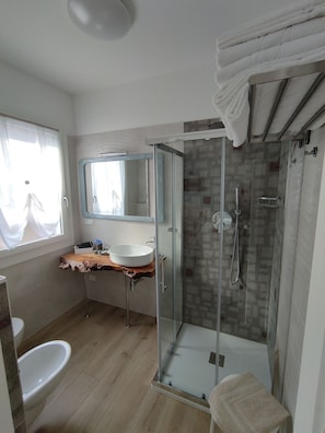 Dusche, Haartrockner, Bidet, Handtücher