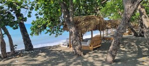 Accommodatie ligt op het strand, ligstoelen