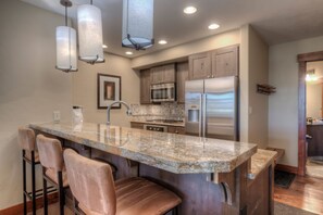 Condo, Multiple Beds, Kitchen, Mountain View (Luxury at One Ski Hill Place ) | Private kitchen | Fridge, microwave, oven, stovetop - Luxury at One Ski Hill Place - Ski-in/ski-out (Breckenridge)