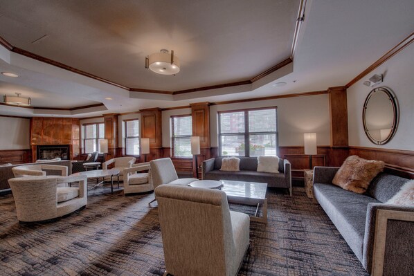 Condo, Multiple Beds, Hot Tub, Mountain View | Living room | 40-inch TV with cable channels, fireplace - River View (Breckenridge)