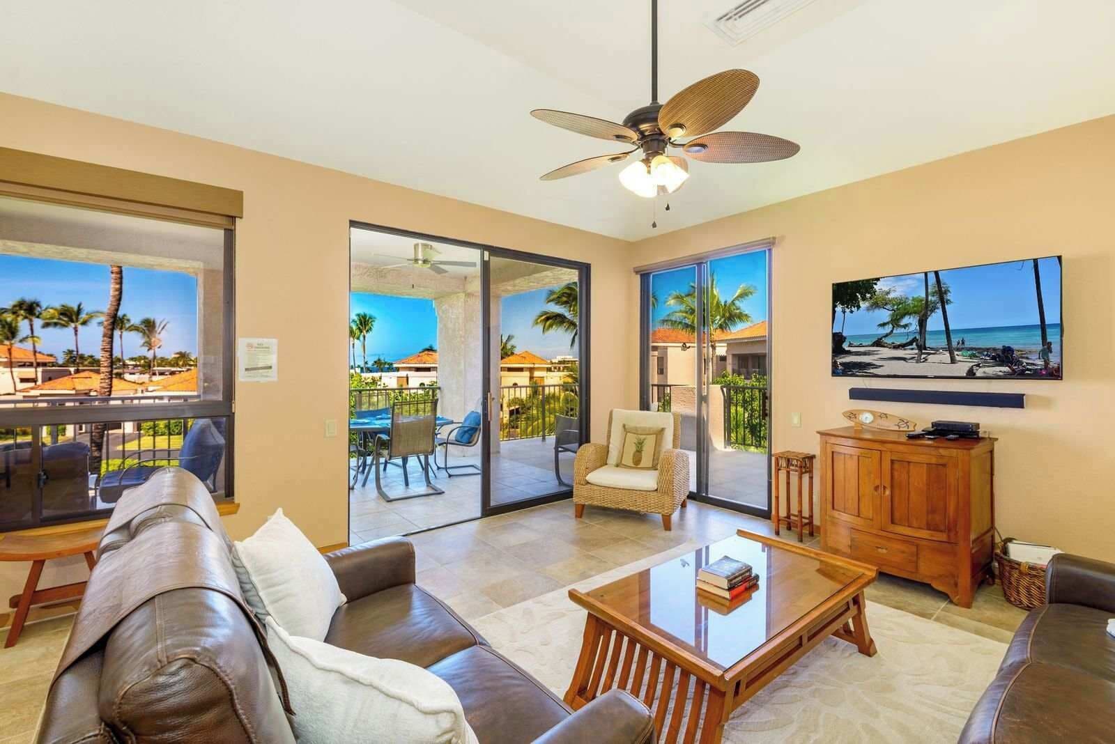 Villa, Multiple Beds, Balcony, Garden View (Shores at Waikoloa Beach Resort 315) | Living area | 42-inch flat-screen TV with digital channels, TV