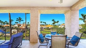 Villa, Multiple Beds, Balcony, Garden View (Shores at Waikoloa Beach Resort 315) | Outdoor dining