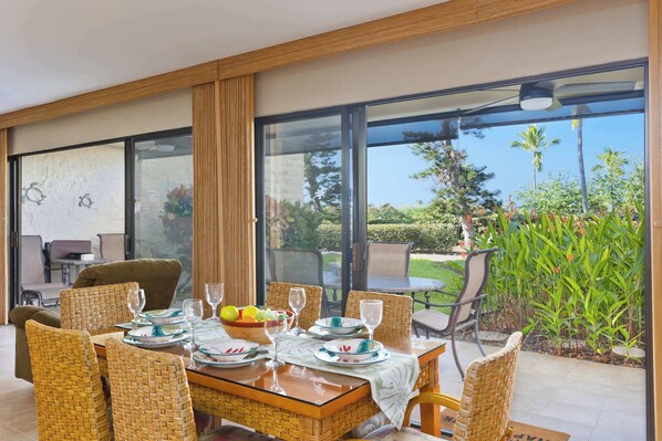 Condo, Multiple Beds, Patio, Garden View (Keauhou Punahele #E105) | Dining