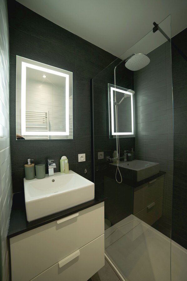 Shower, hair dryer, towels, soap - L'Appart Cosy du Musée de l'Auto (Mulhouse)