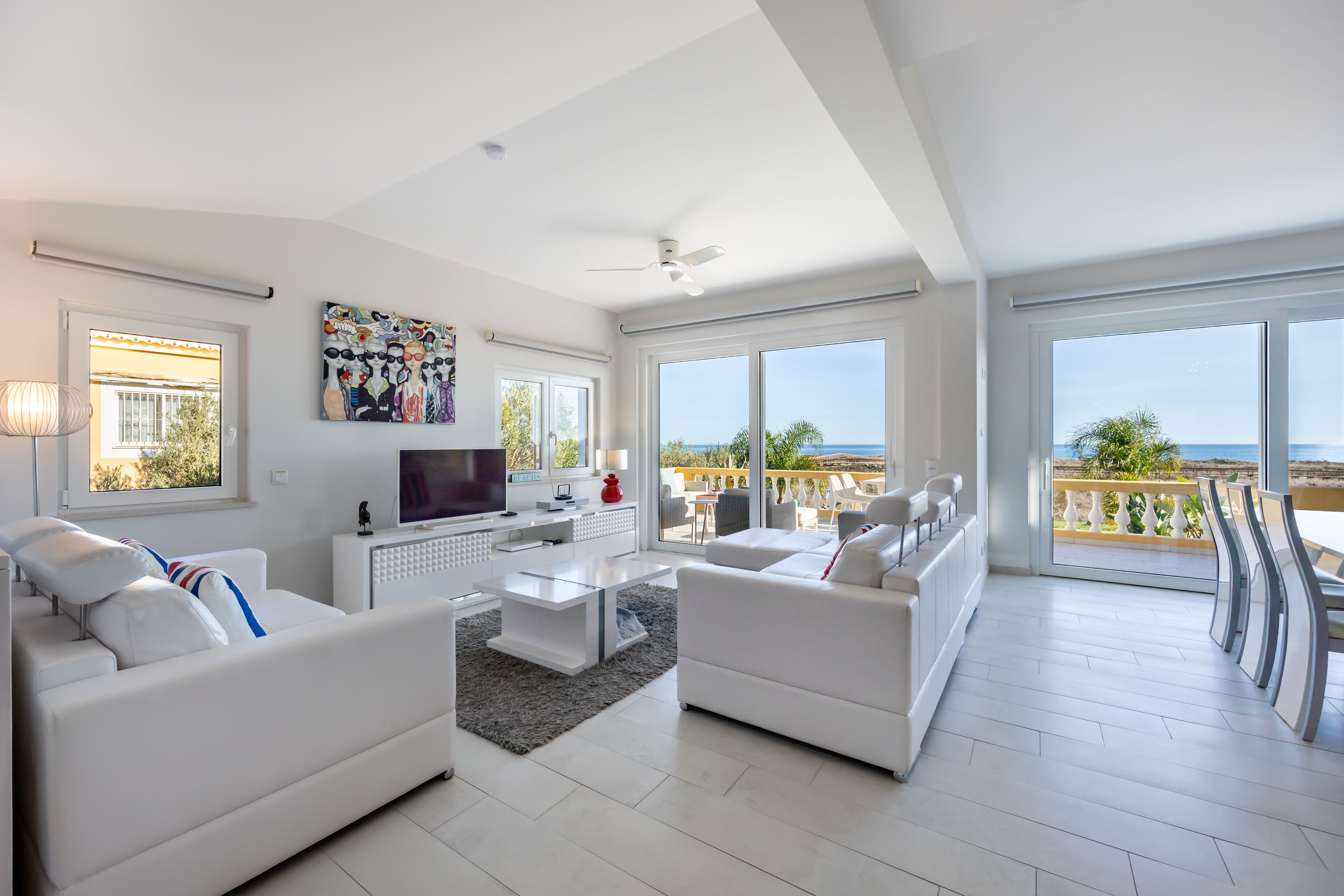 TV, DVD player, books, stereo