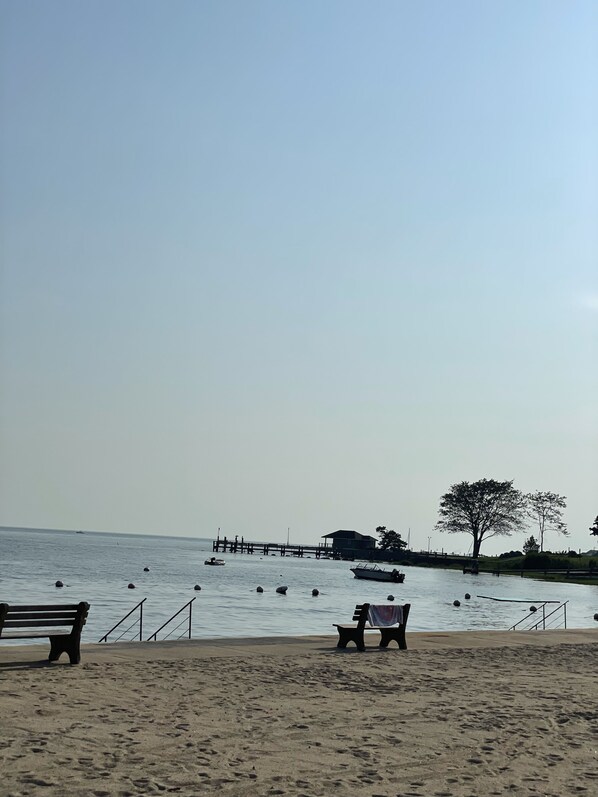 Beach nearby, sun loungers