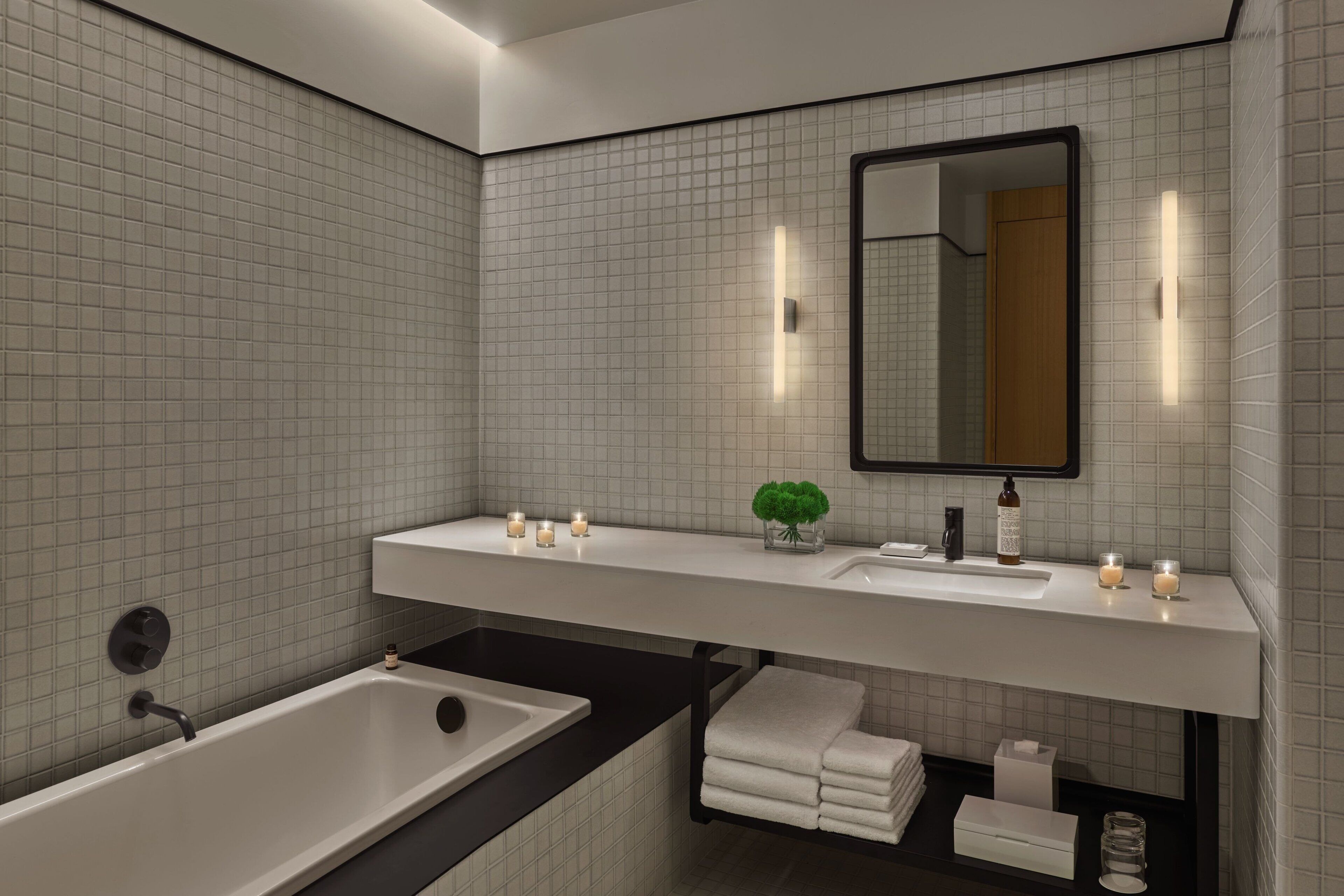 loft, 1 king bed, non smoking, courtyard view | bathroom | rainfall showerhead, eco-friendly toiletries, hair dryer, bathrobes