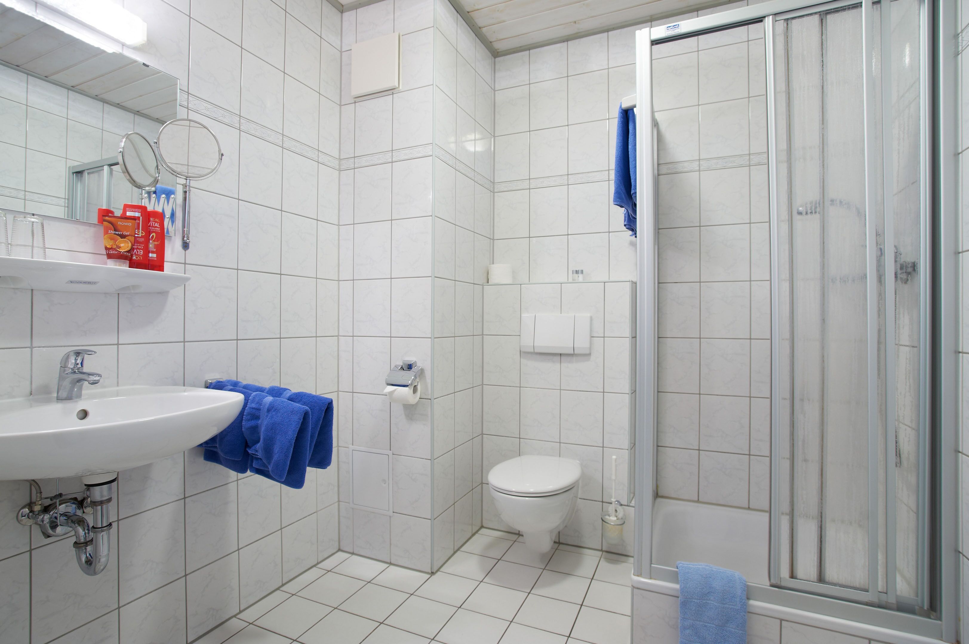 Dusche, Haartrockner, Handtücher