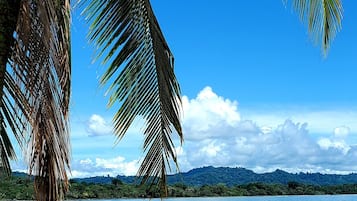 On the beach, sun-loungers, beach towels