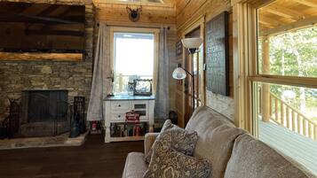 Smart TV, fireplace, DVD player, video library