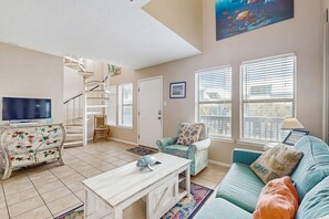 TV, DVD player, books