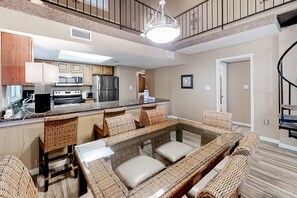 Fridge, microwave, oven, stovetop - Gulf-front corner condo with wraparound balcony, pools, beach access & pier (Orange Beach)