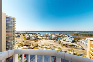 Stunning views of the waterfront from this high-rise building's spacious balconies.