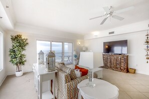TV - Gulf-front condo with balcony, pool, hot tub, sauna, A/C, & views (Orange Beach)