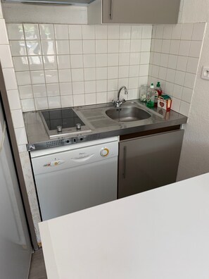 Kühlschrank, Mikrowelle, Herdplatte, Geschirrspüler