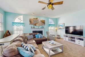 TV, fireplace, DVD player, table football