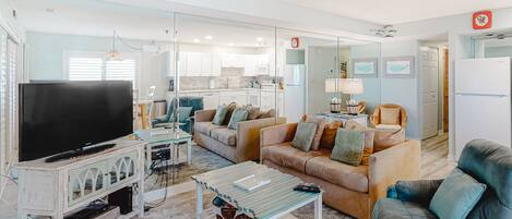 TV, DVD player, books