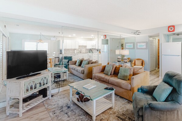 TV, DVD player, books