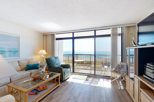 TV, DVD player, video library