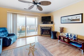 TV, fireplace, DVD player