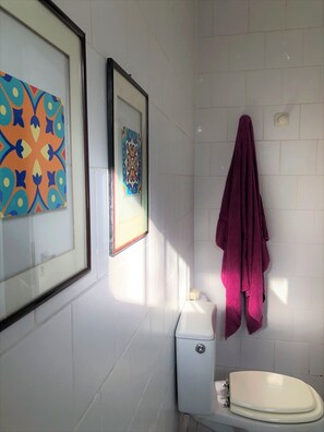 Duschwanne, Haartrockner, Bidet, Handtücher