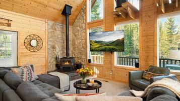 Televisión y chimenea