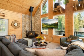 Televisión y chimenea 