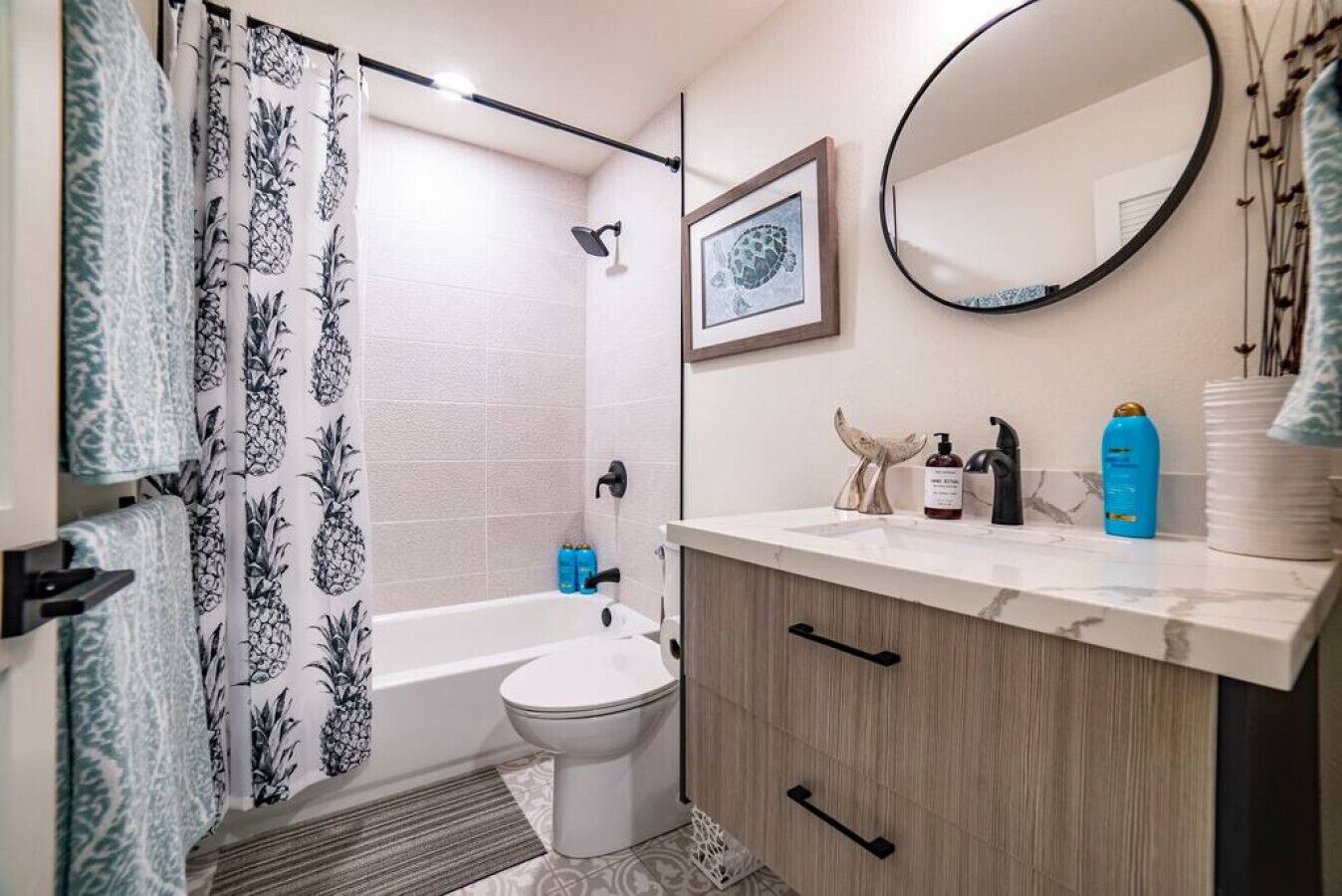 Hair dryer, towels