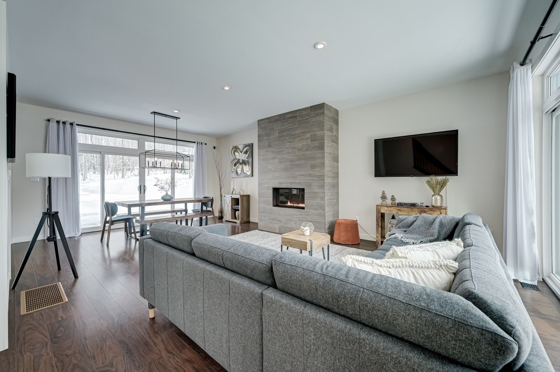 智能电视、壁炉、书