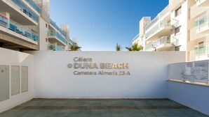 A building entrance with a sign reading 'Célere Duna Beach' and 'Carretera Alameda 23 A'. - Apartment DunaBeach close to the Sea, with Pool & Balcony (Torrox Costa)