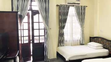 Desk, free WiFi, bed sheets