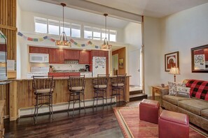 TV, fireplace, video games, DVD player