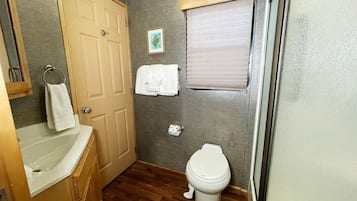 Dusche, Handtücher, Seife, Shampoo