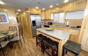 Fridge, microwave, dishwasher, coffee/tea maker