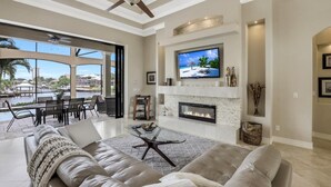 Living room - Opulent Waterfront Home With Pool, Spa, Dock and Deck (Marco Island)