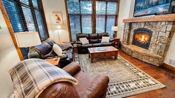 TV, fireplace, DVD player, stereo