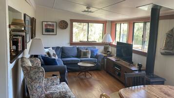 Smart TV, fireplace, DVD player