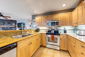 Fridge, microwave, oven, dishwasher