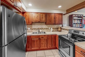 Fridge, microwave, oven, dishwasher