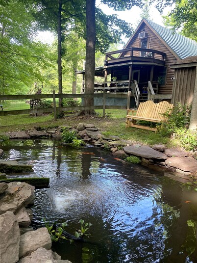 Peaceful & Serene  🦌 Cozy Hillside Cabin  ☀️ Koi Pond 🐸 Pet Friendly 🐕