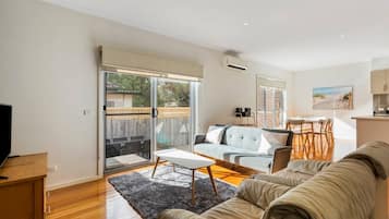 TV, DVD player, books