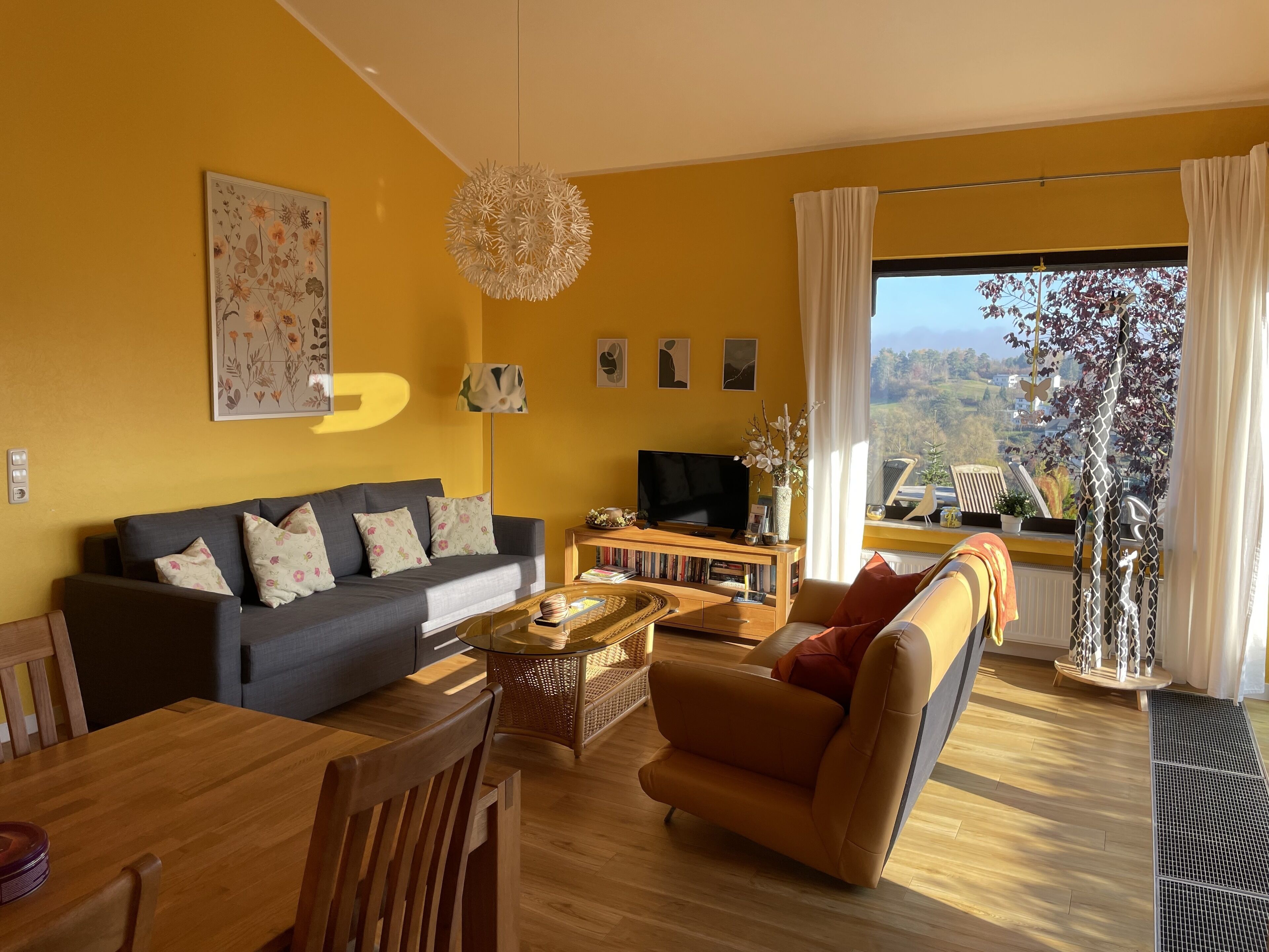 Smart-TV, Kamin, DVD-Player, Bücher