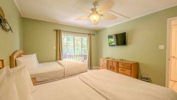 1 bedroom, desk, iron/ironing board, travel cot