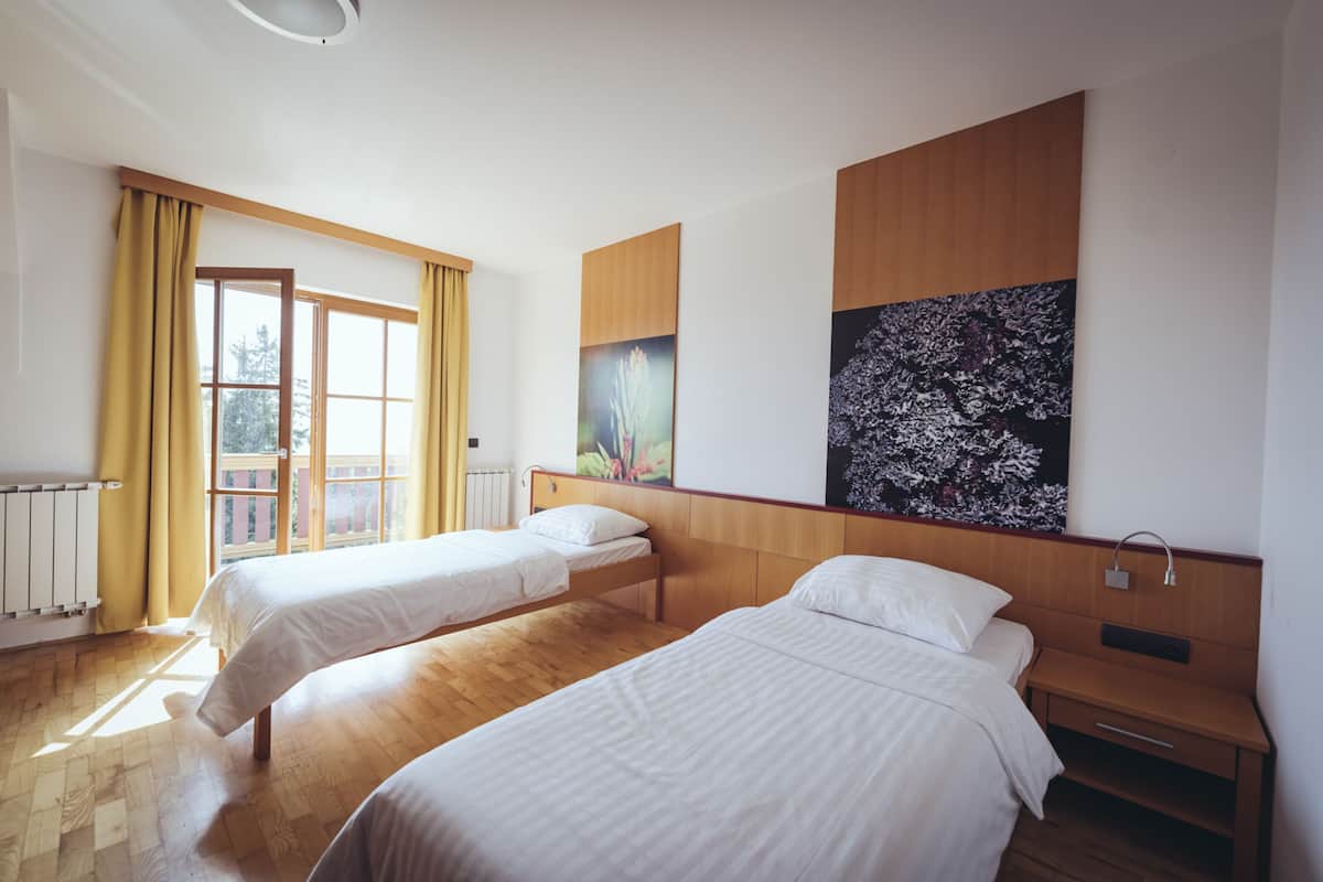 Habitación con 2 camas individuales, balcón | Escritorio, espacio para trabajar con un portátil, wifi gratis
