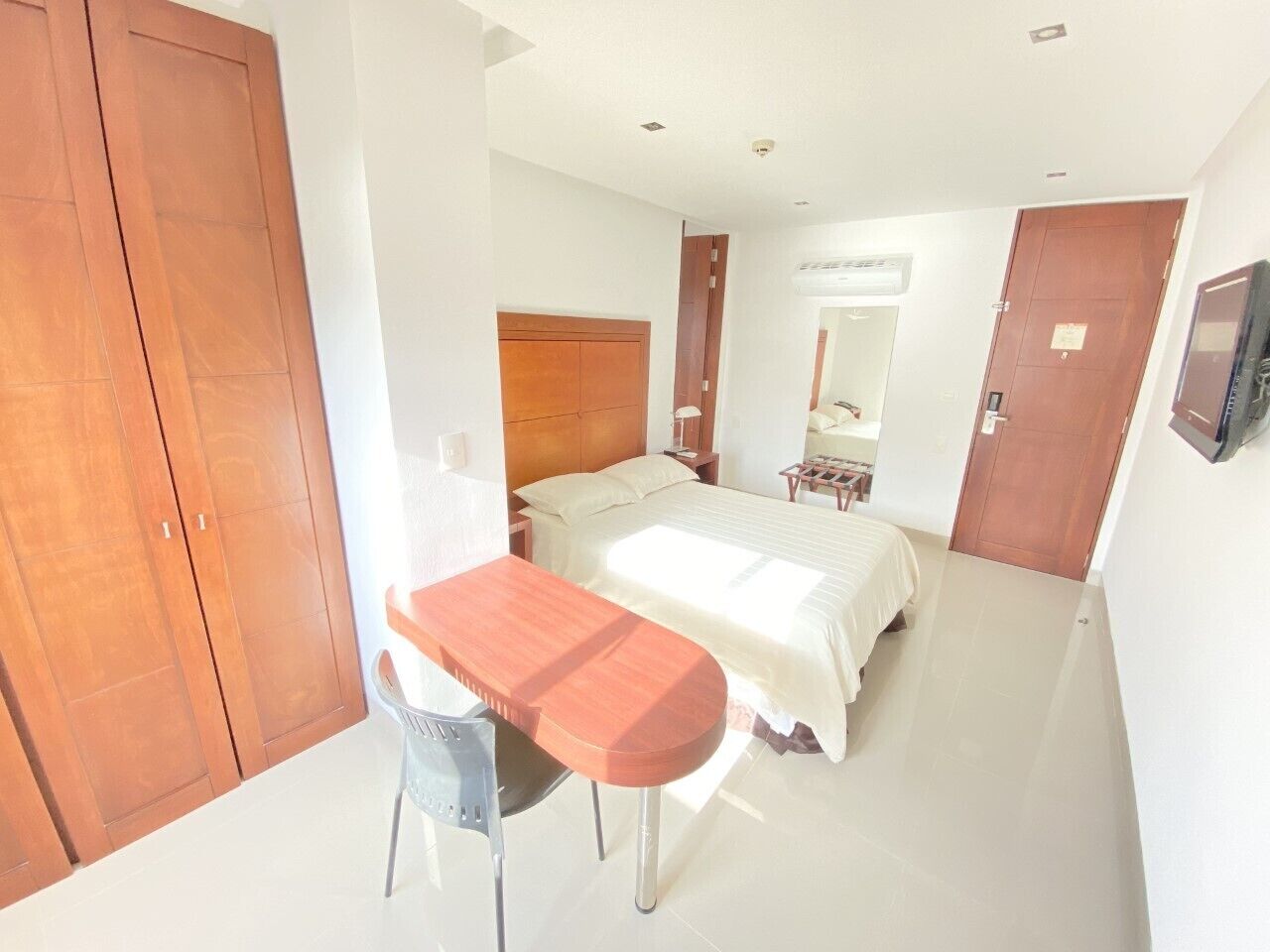 standard double room | desk, laptop workspace, blackout curtains, iron/ironing board