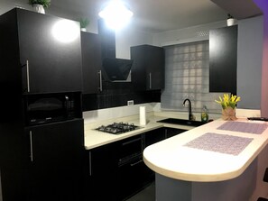 Kühlschrank, Mikrowelle, Ofen, Herdplatte