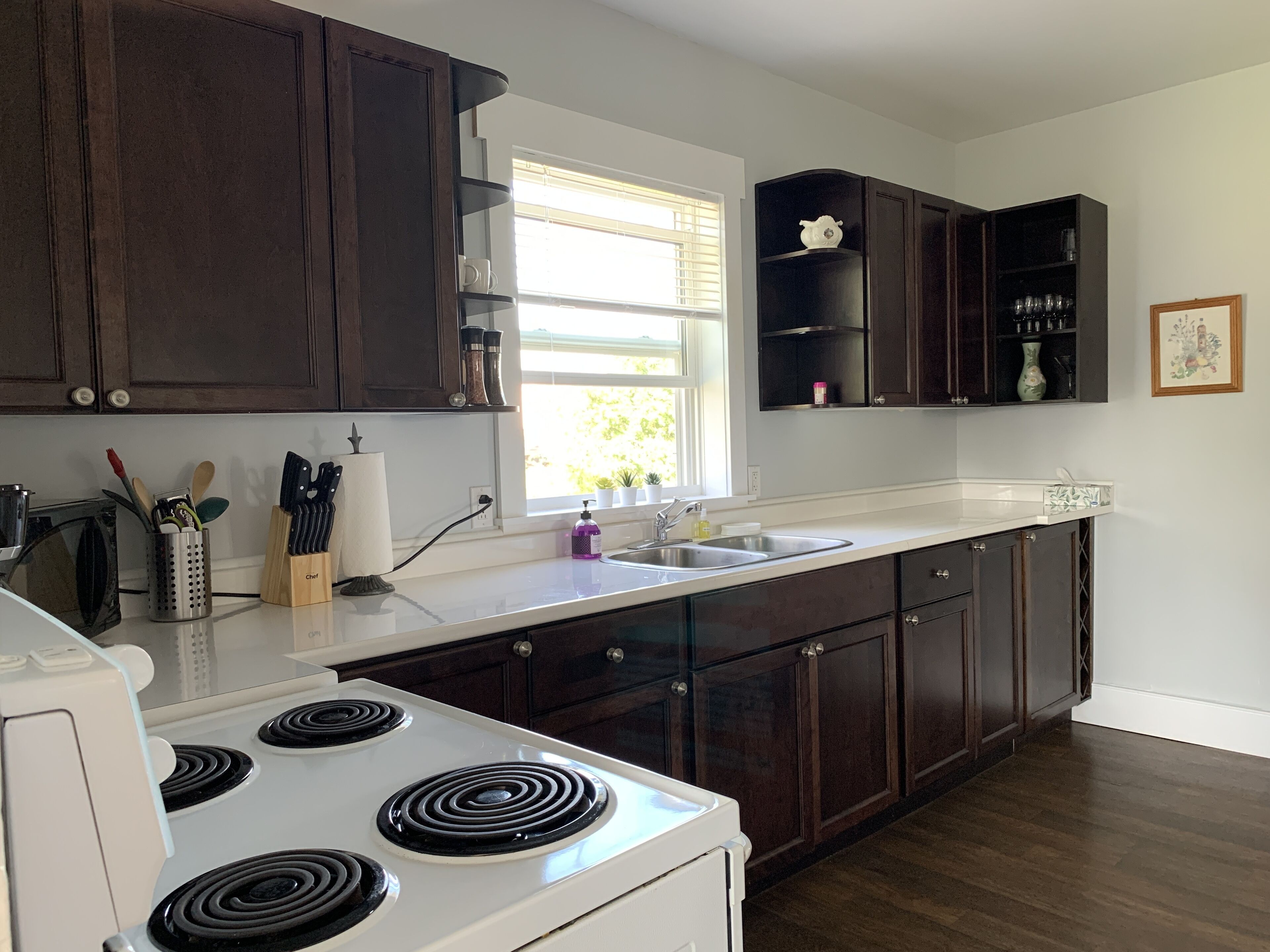 Frigorífico, microondas, horno y placa de cocina